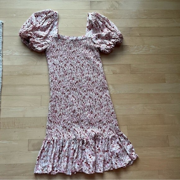Anthropologie Another Love Smocked Floral Mini Dress in Pink Combo S NWOT - Picture 8 of 13